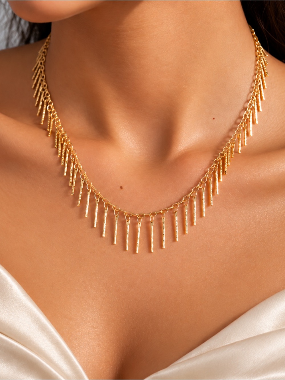 Gold Fringe Drop Necklace - Women Jewelry